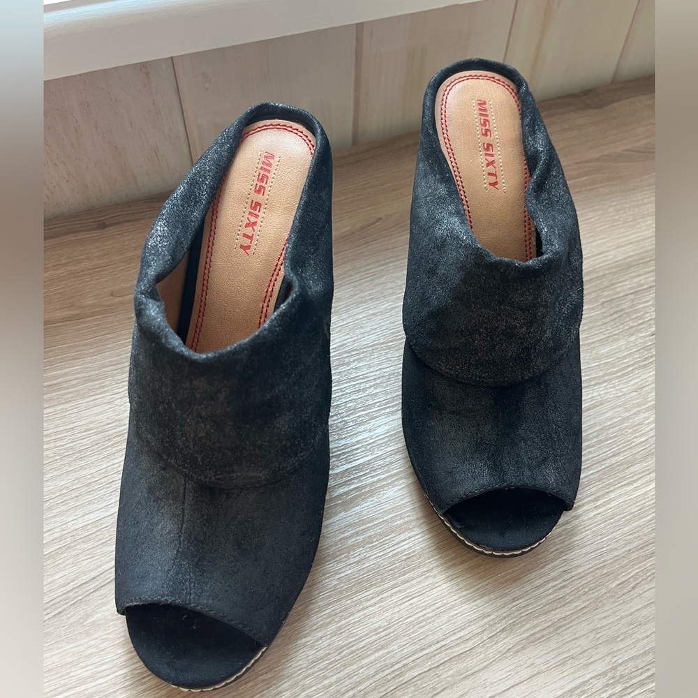 Miss Sixty Women’s Italian Distressed Suede Open Toe Heels
